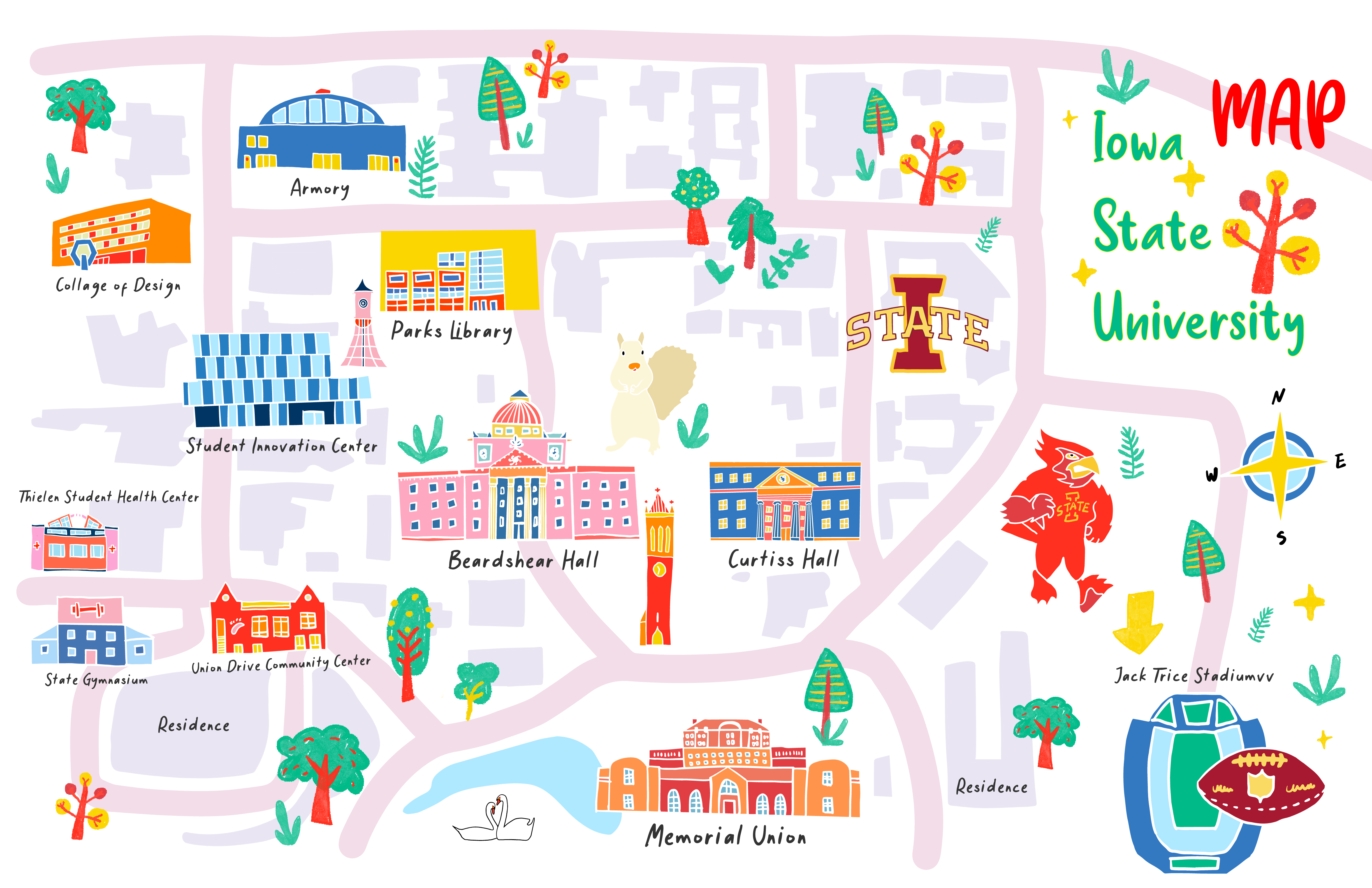 Hand-drawn Map of ISU